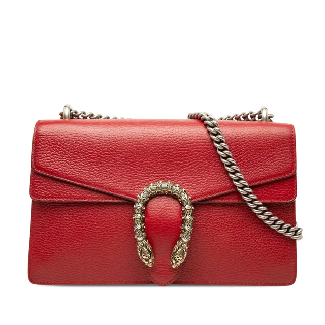 Red Gucci Medium Calfskin Dionysus Shoulder Bag in Red Calfskin from Designer Revival