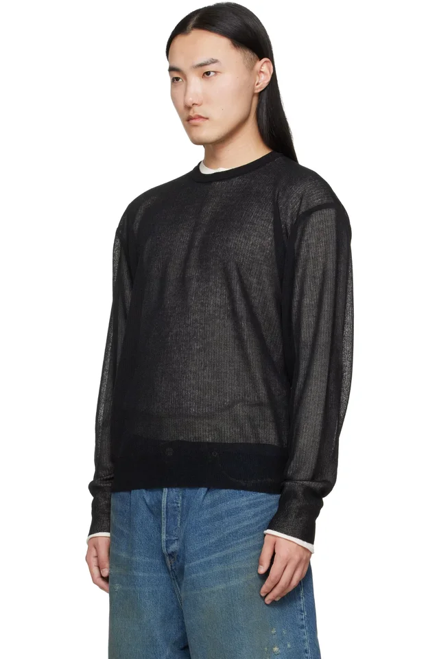 ssstein Black Knit Crew Neck LS Sweater, photo 4 of 5 from SSENSE