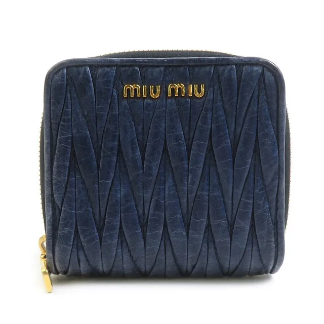 Miu Miu Bi Fold Wallet Leather Navy Blue in blue Leather from Poshmark