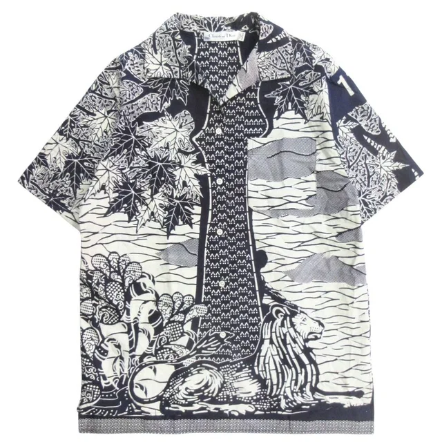 Dior Sample Open Color Aloha Shirt Top Short Sleeve All Over Pattern from The Reluxe