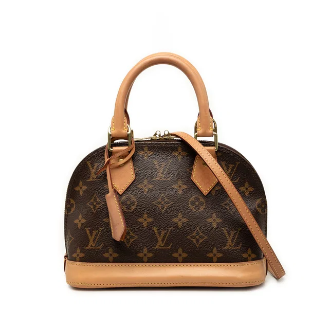 Brown Louis Vuitton Monogram Alma BB Satchel in Brown Coated canvas from Designer Revival