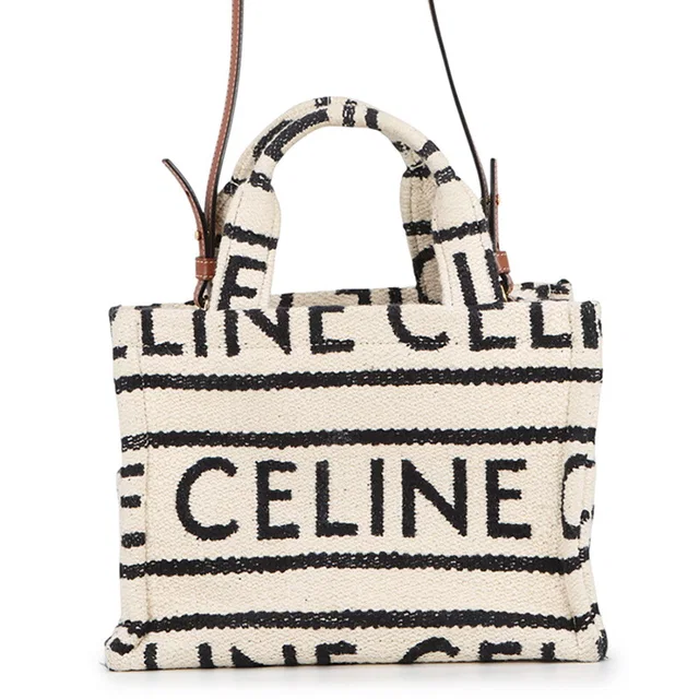 Celine Small Cabas Thais 2WAY Bag White/Black199162ERP Cotton Leather Size Small in White Leather from GALLERY RARE