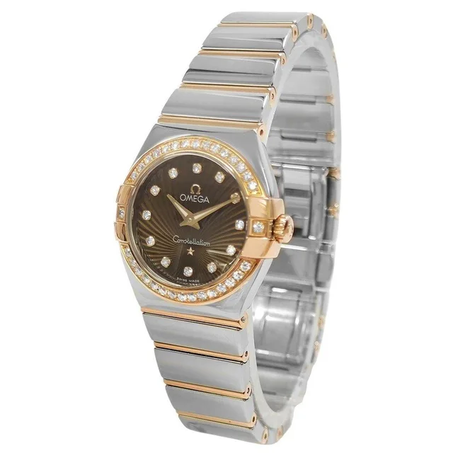 Omega Constellation Quartz Diamond Brown Dial Ladies Watch 123.25.24.60.63.002 in gold|red|gray|brown|pink|silver from Jomashop.com