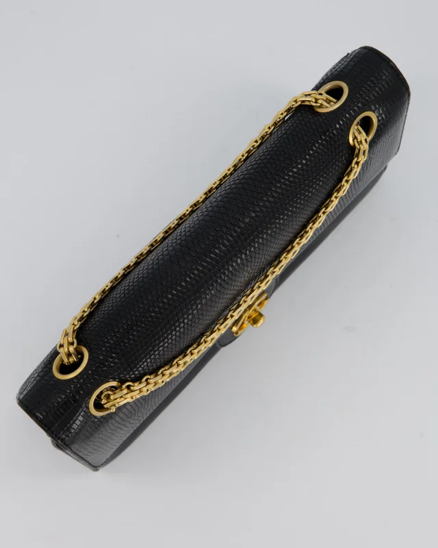 Chanel Vintage Medium Classic Flap Bag in Black Lizard from Sellier, photo 16 of 20