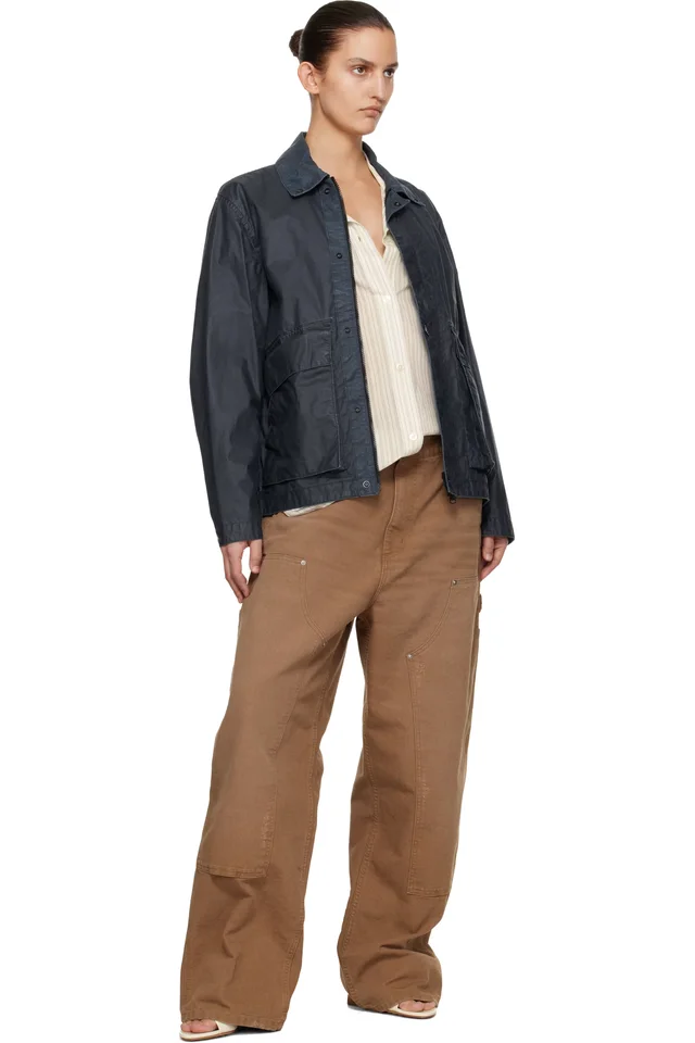 Stone Island Navy 4100054 Waxed Pigment Cotton Tela Jacket, photo 4 of 4 from SSENSE