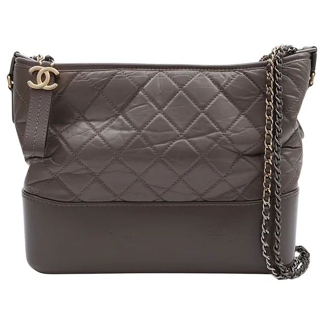 Gabrielle de Chanel Chain Shoulder Bag, Greige, circa 2018 in Taupe Lambskin from VINTAGE QOO TOKYO