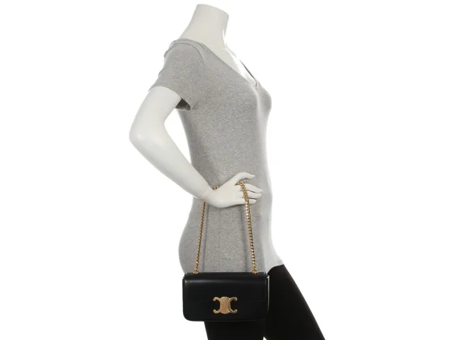Celine Black Shiny Calfskin Claude Chain Shoulder Bag in Black Calfskin from Ann's Fabulous Finds, photo 9 of 9