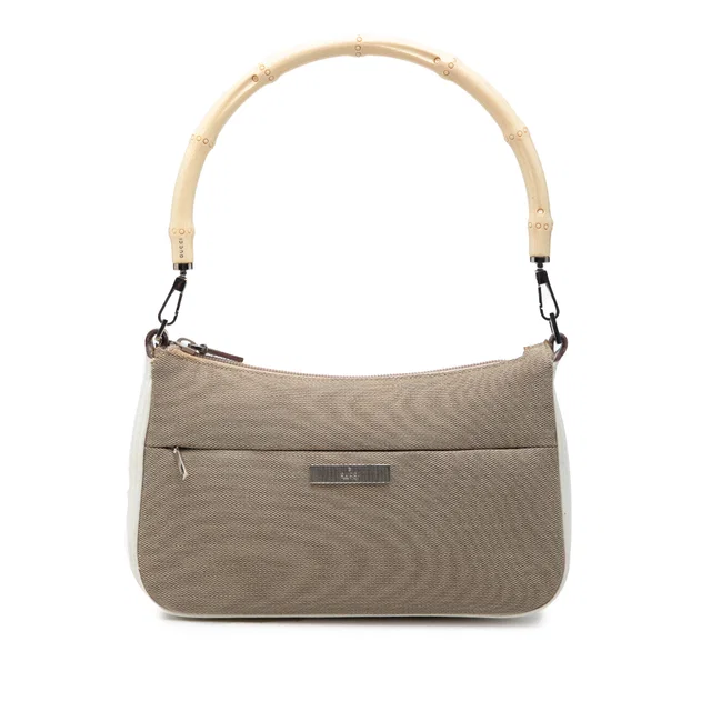 Beige Gucci GG Canvas Bamboo Top Handle Handbag in Beige Canvas from Designer Revival