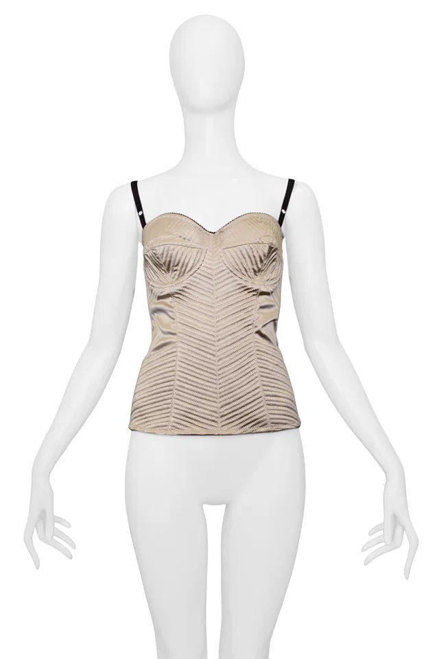 Dolce & Gabbana Dolce Gold Satin Bustier Corset Top in Gold Satin from Resurrection Vintage