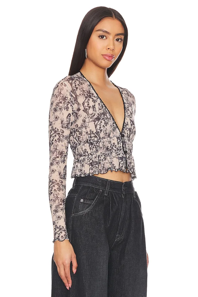 Only Hearts Afternoon Delight Ruched Cardi Top in Toile, photo 2 of 4 from REVOLVE (Canada)