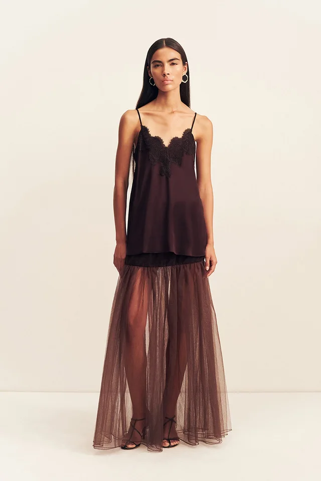 Shona Joy HALO SHEER MAXI SKIRT - ESPRESSO from Shona Joy, photo 1 of 1