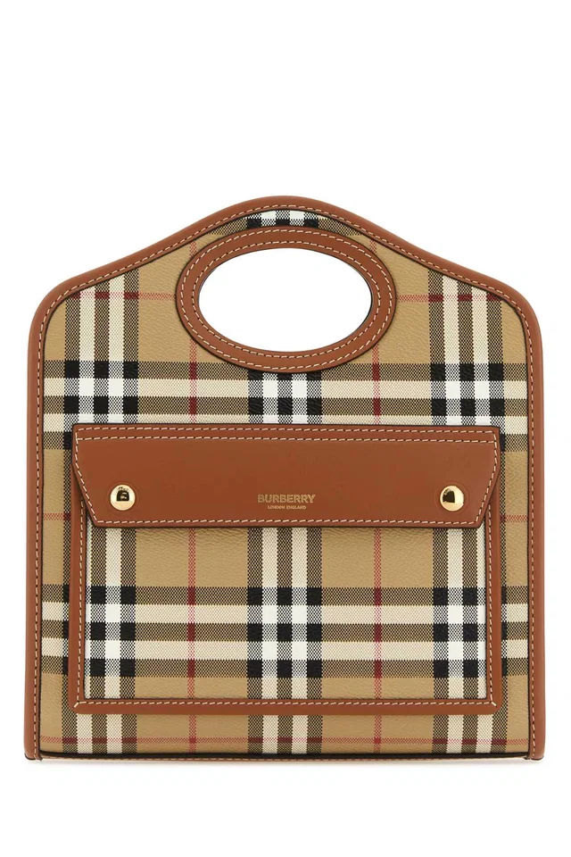 Burberry Vintage Check Canvas Top Handle Bag — Brown in Brown Canvas from HEWI
