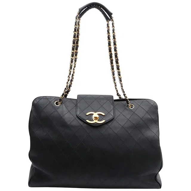 Chanel Bicolore Stitch Super Model Black in Black Lambskin from VINTAGE QOO TOKYO