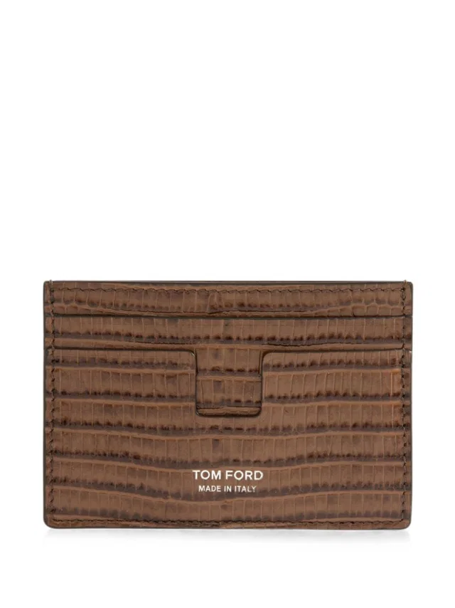 Tom Ford T Line Card Case — Brown Calf Leather Wallet in Brown Calfskin from HEWI