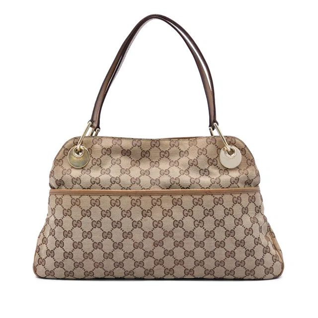 Beige Gucci GG Canvas Eclipse Shoulder Bag in Beige Canvas from Designer Revival