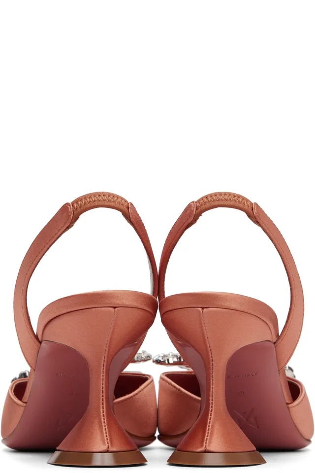 Amina Muaddi Pink Rosie Sling 70 Heels, photo 2 of 5 from SSENSE