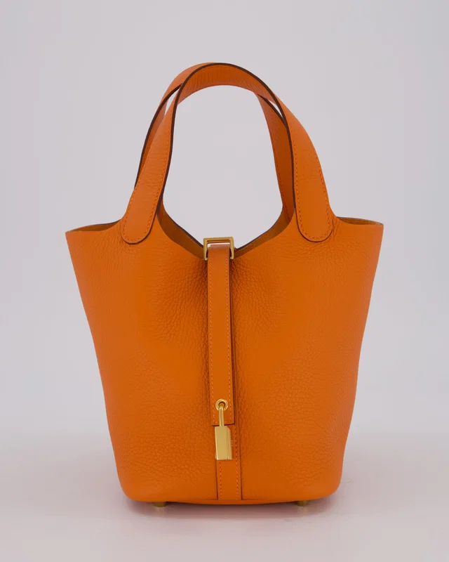 Hermès Picotin Lock 18 Bag in Orange Clemence leather from Sellier