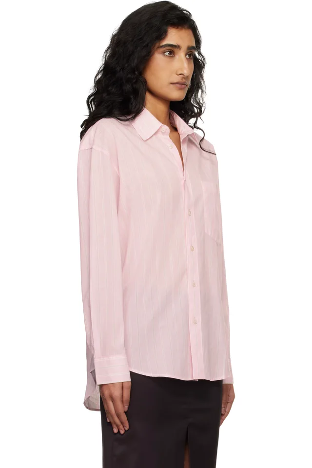 Dunst Pink Oversized Striped Shirt, photo 2 of 3 from SSENSE