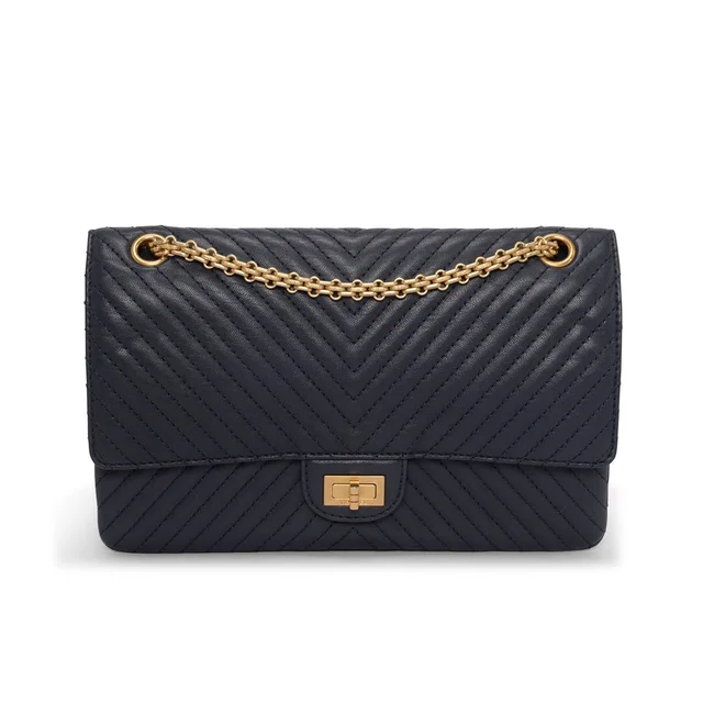 Chanel Chevron Sheepskin 2.55 Reissue 226 Flap Bag in Navy from Blue Spinach