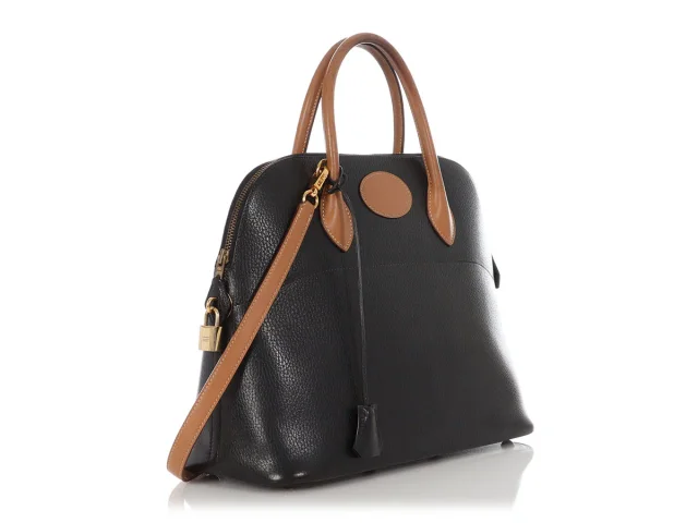 Hermès Vintage Black and Tan Ardennes Bolide 35 in Black Leather from Ann's Fabulous Finds, photo 5 of 10