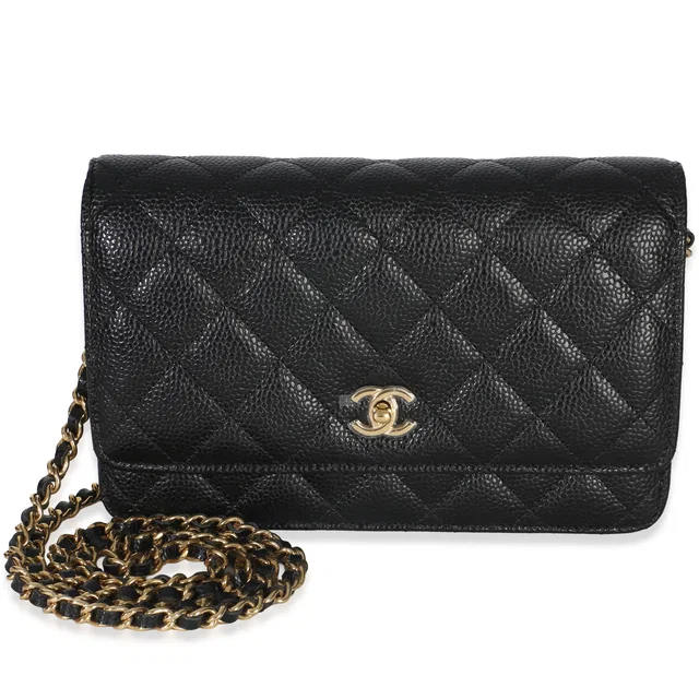 Chanel Black Quilted Caviar CC Wallet On Chain in Black Caviar leather from myGemma