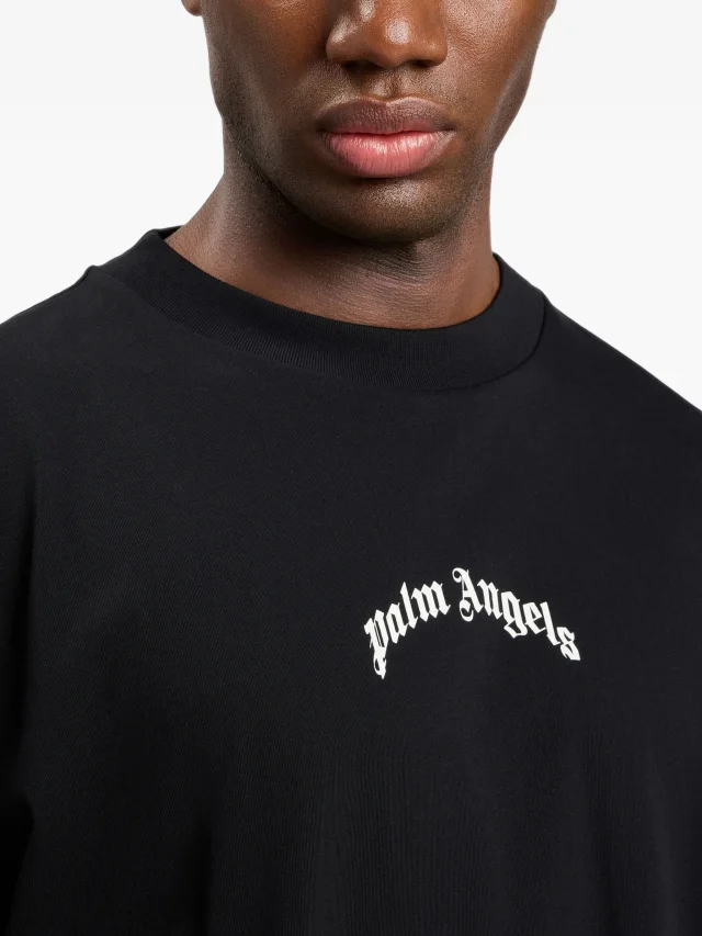 Palm Angels logo oversized T-shirt in Black, photo 6 of 6 from FARFETCH