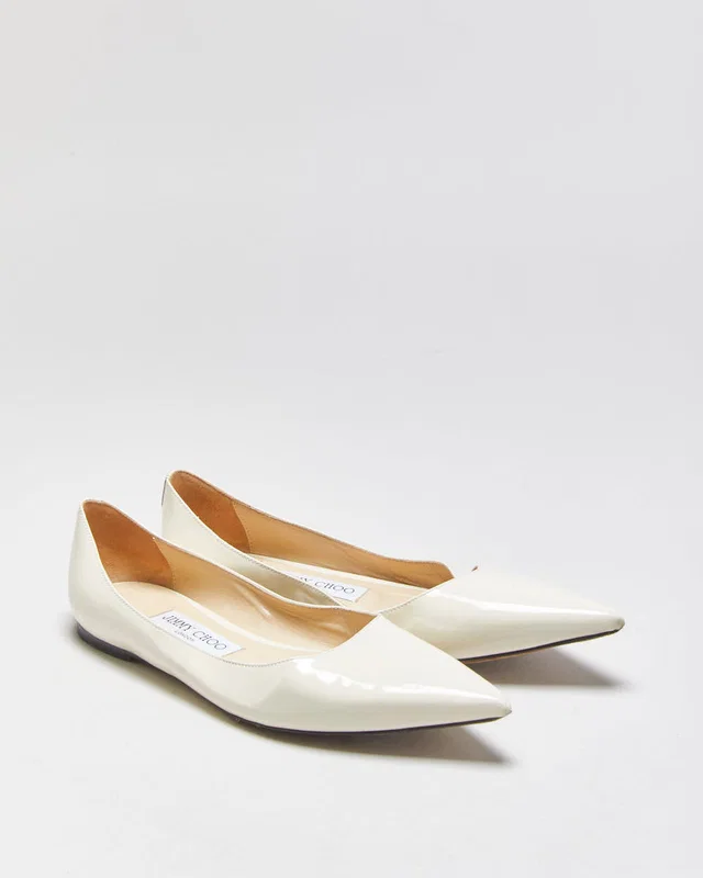 Jimmy Choo Patent Leather Point Ballet Flats - UK3.5 in Patent leather from Rokit Vintage