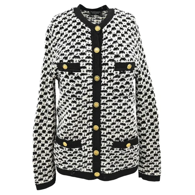 Chanel Cardigan Black in Black Nylon from AMORE Vintage Tokyo