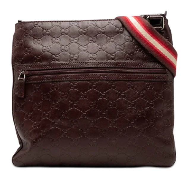 Red Gucci Guccissima Web Crossbody in Red Leather from Designer Revival