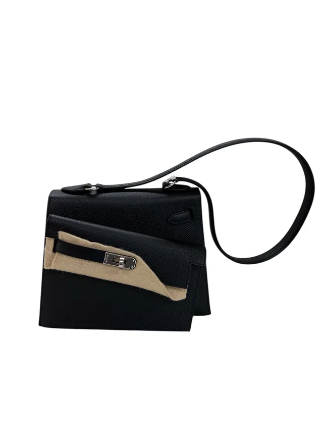Hermès Mini Kelly Desorder Black Epsom PHW #W in Black Epsom leather from Luxury Promise