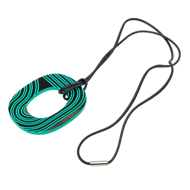 Green Hermès Lacquered Isthme Pop Pendant Necklace PM in Green Leather from Designer Revival