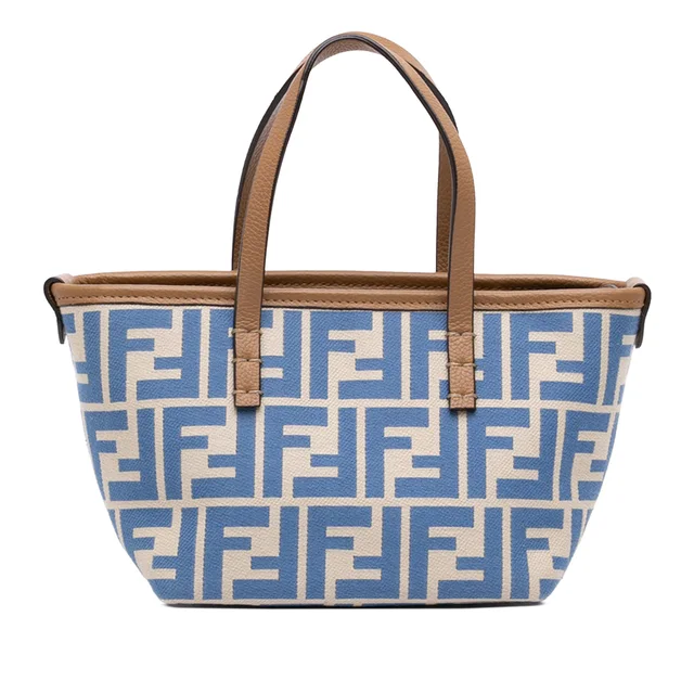 Blue Fendi Mini Zucca Jacquard Roll Satchel in Blue Leather from Designer Revival, photo 1 of 1