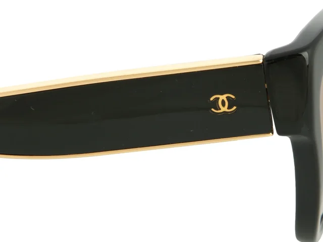 Chanel Black and Gold Mirrored Cat Eye Sunglasses in Black from Ann's Fabulous Finds, photo 5 of 6