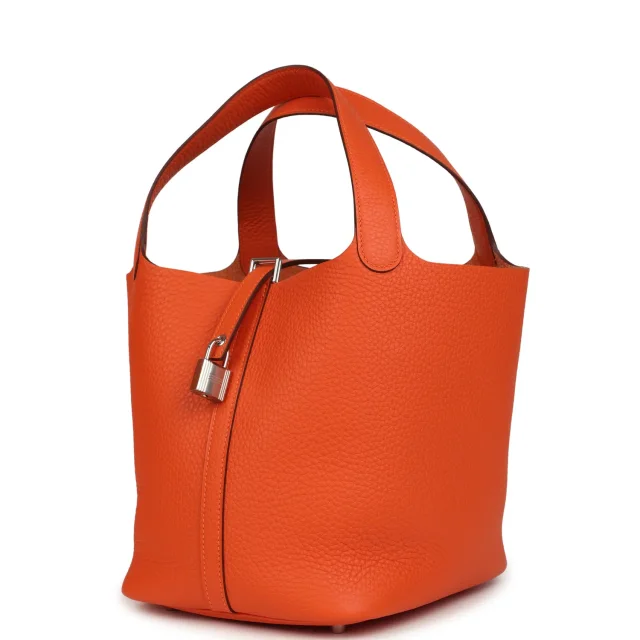 Hermès Picotin Lock 22 Tangerine Clemence Palladium Hardware in Clemence leather from Madison Avenue Couture, photo 5 of 8