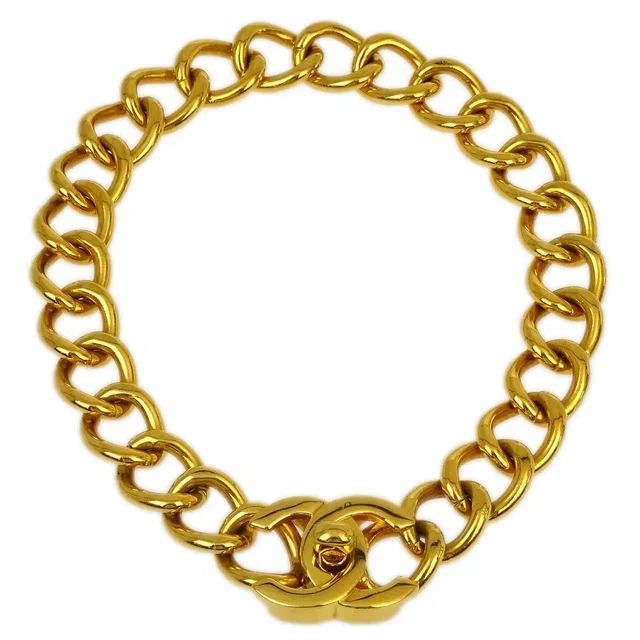 Chanel Turnlock Gold Chain Necklace 96P in Gold from AMORE Vintage Tokyo