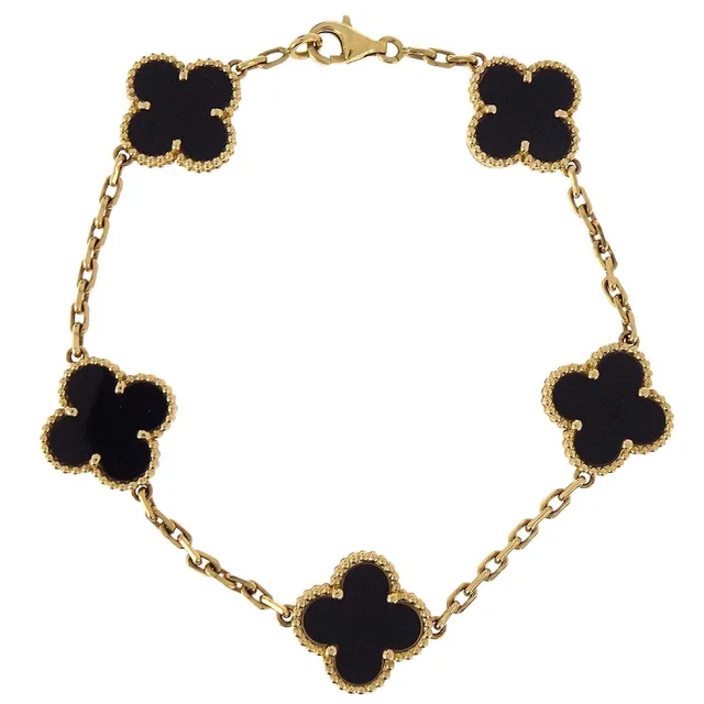 Van Cleef & Arpels Alhambra 5P Bracelet Onyx Gold Au750 Jewelry in Gold from AMORE Vintage Tokyo