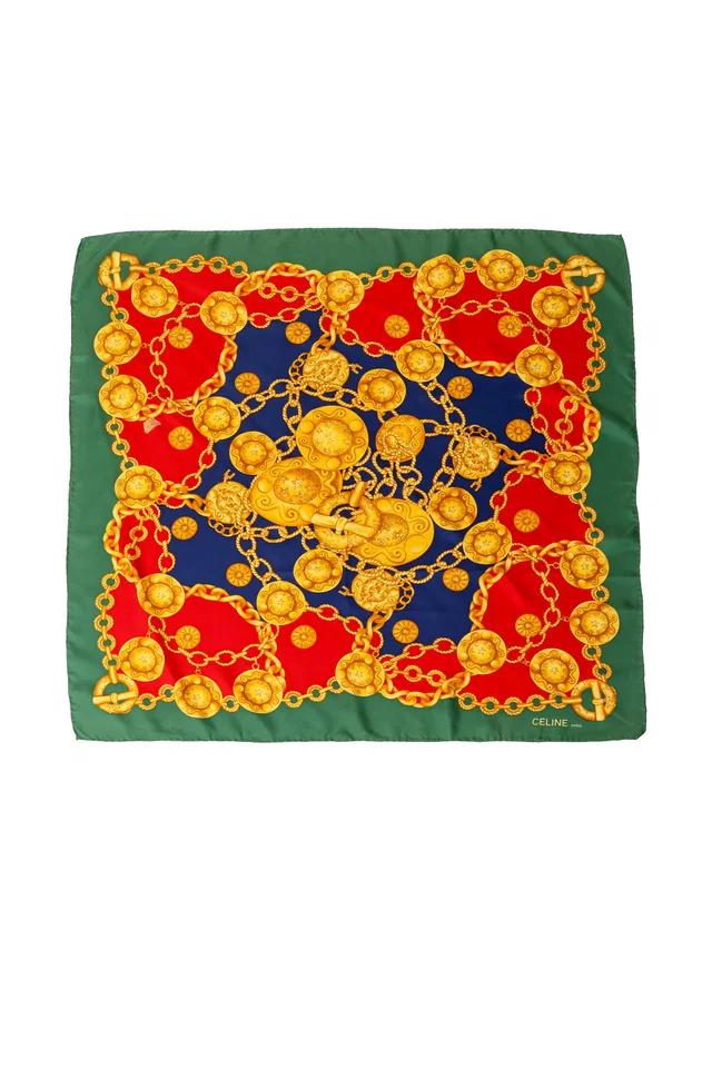 Celine Celestial Chain Print Silk Scarf in Silk from Recess LA