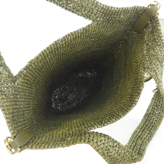 Loewe Slit Bag Mini Raffia Calf Bag in Green Calfskin from LuxUness, photo 8 of 8