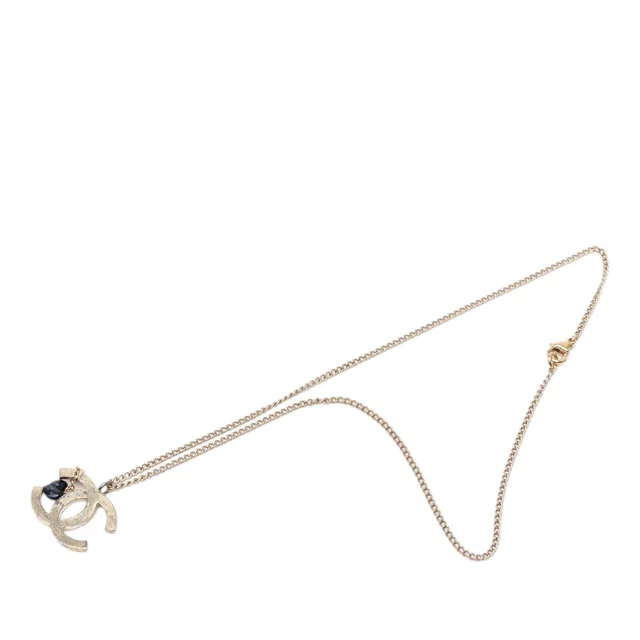 Gold Chanel CC Gold Plated Resin Heart Pendant Necklace in Gold Resin from Designer Revival