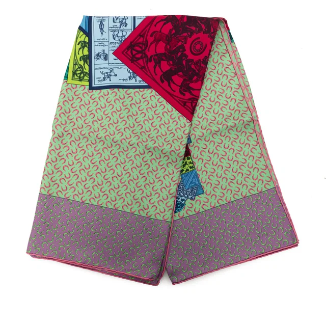 Green Hermès A Cheval Sur Mon Carre Silk Scarf Scarves in Green Silk from Designer Revival