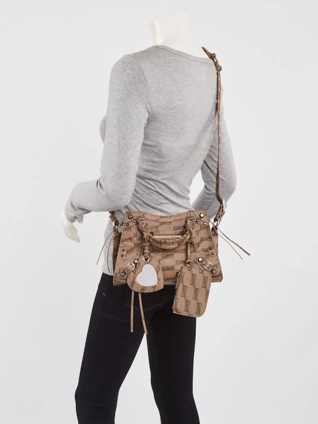 Balenciaga Brown/Black BB Monogram Coated Canvas Cagole XS Crossbody Bag in Black Coated canvas from Yoogis, photo 3 of 15