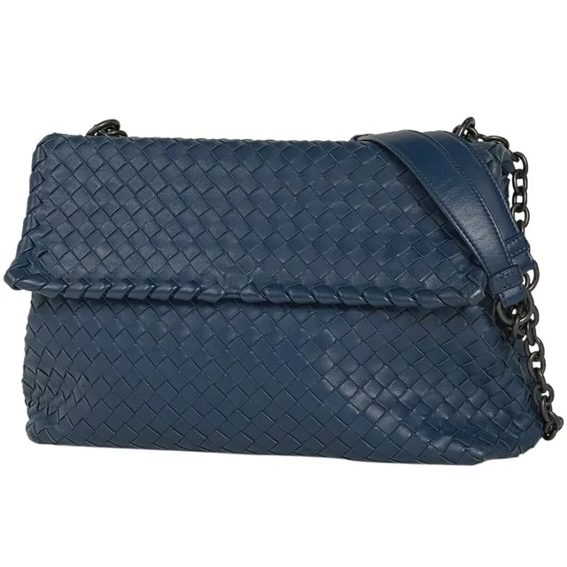 Bottega Veneta Intrecciato Chain Shoulder Bag Crossbody Leather Blue in blue Woven leather from Poshmark