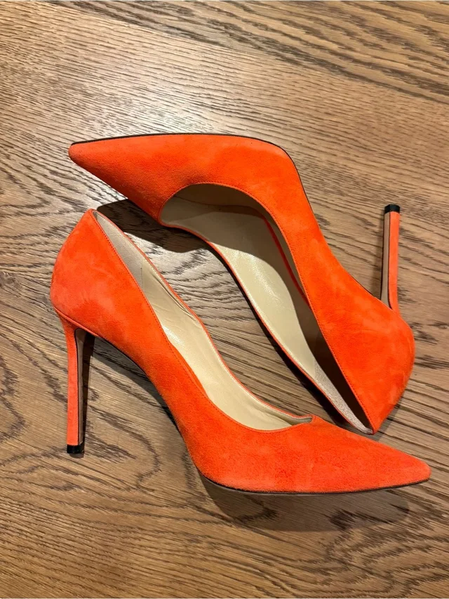 Jimmy Choo Suede Pointed Stiletto Pumps in orange Suede from Poshmark