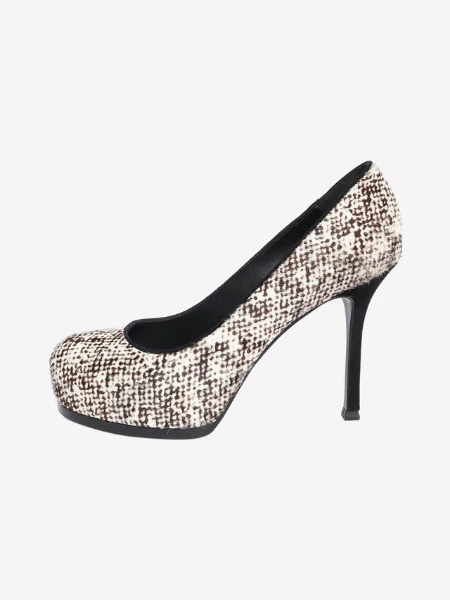 Saint Laurent Brown pony hair platform heels - size EU 38 (UK 5) in Brown from Sign of the Times