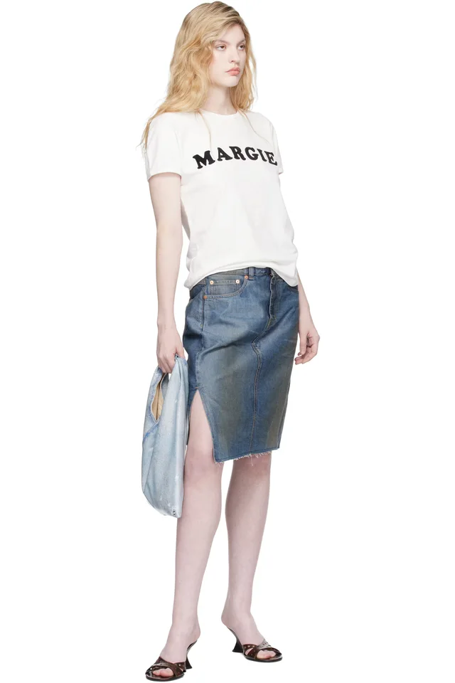 MM6 Maison Margiela Blue Small Triangle Tote, photo 4 of 4 from SSENSE
