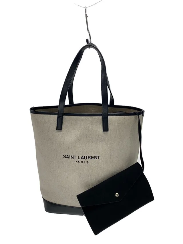Saint Laurent Teddy Shopping Tote Cream Beige Canvas Leather in White Canvas from Poshmark