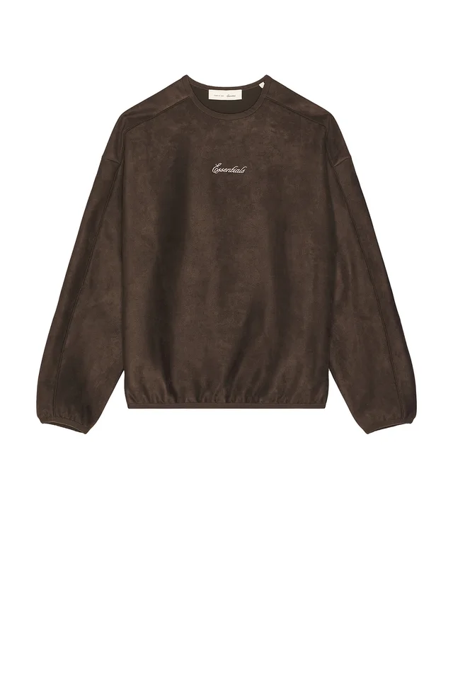 Fear of God ESSENTIALS Signature Modern Crewneck Sweatshirt in Brown, photo 4 of 5 from REVOLVE (Canada)