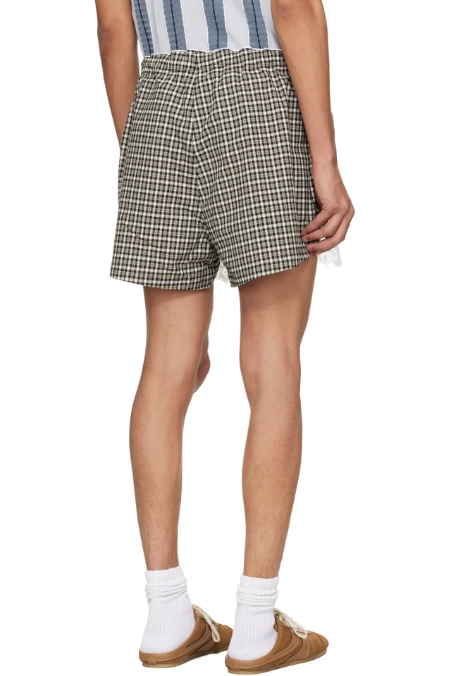 Martine Rose Khaki & Black French Knicker Shorts, photo 3 of 4 from SSENSE