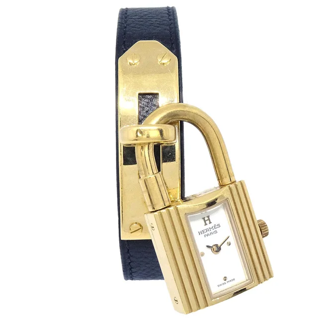 Hermès Kelly Watch Quartz Watch Black Courchevel ◯Z in Black from AMORE Vintage Tokyo