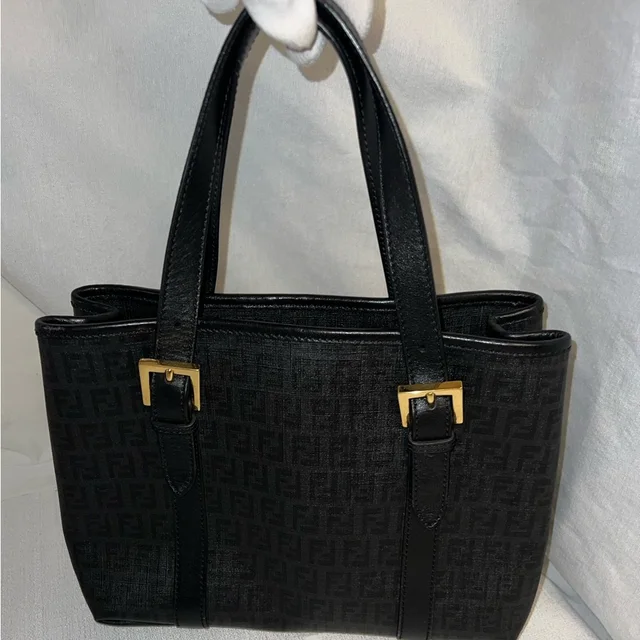 Fendi Zucca Black Canvas And Leather Small Tote Bag in black|gold Canvas from Poshmark